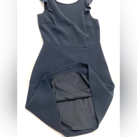 Club Monaco Women's  Blue Navy  Ruffled Sleeveless Lined Stretch Sz 4 - Picture 10 of 16